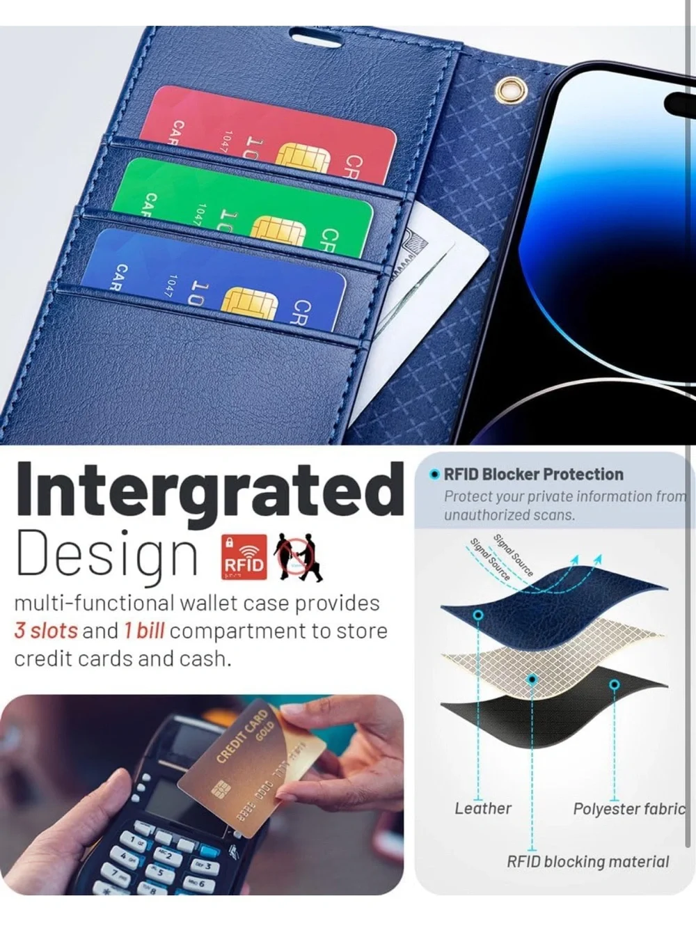 Compatible With IPhone 15 Wallet Case, PU Leather Flip Folio Case 2237/lb-1
